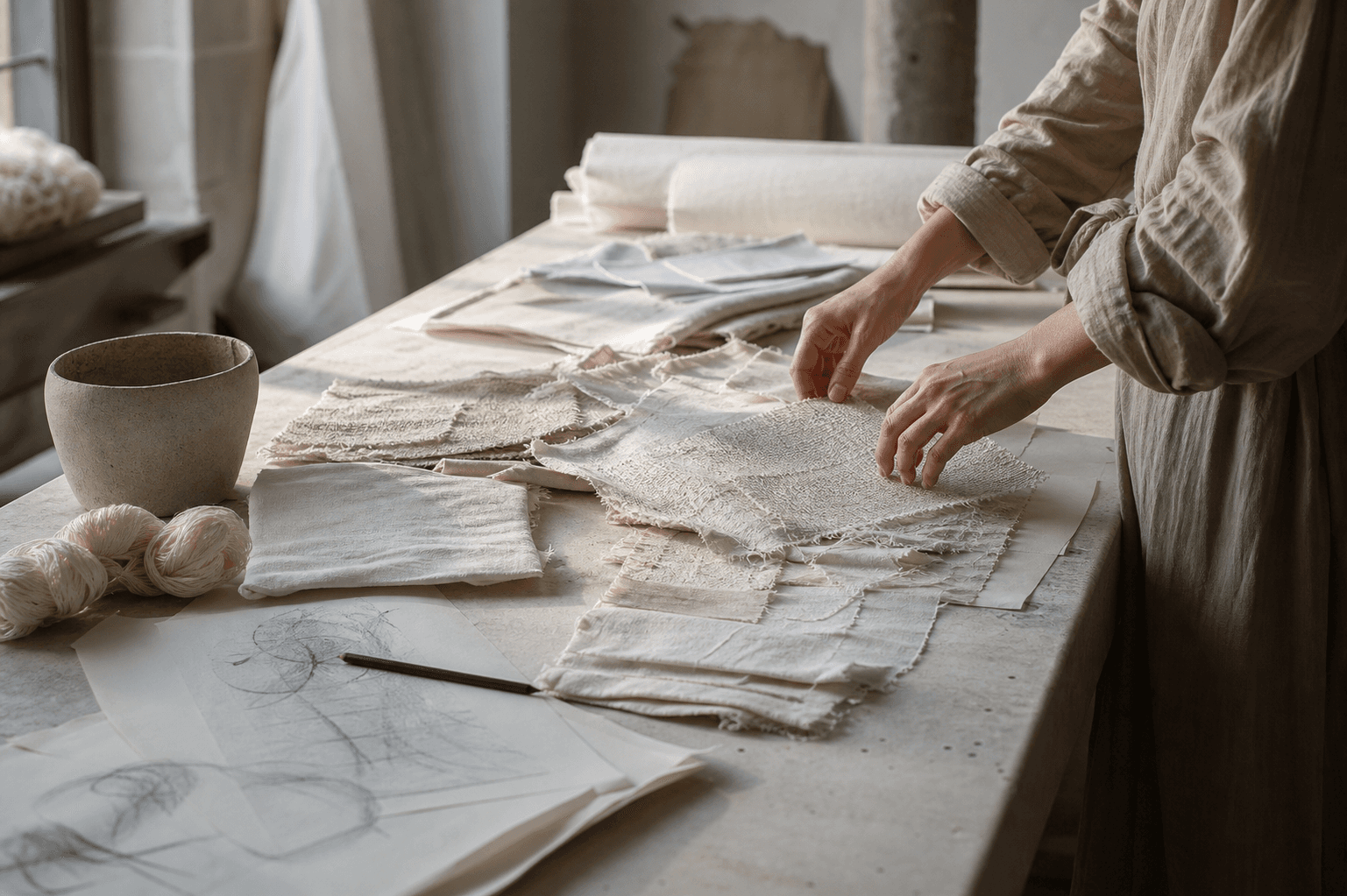 Saints In Disguise atelier textile table